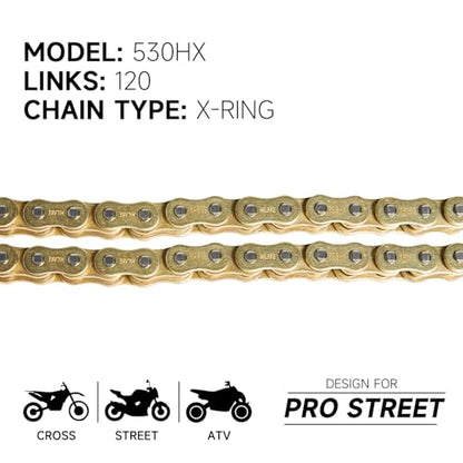 Gold 530 X-Ring Chain 120 Links with Connecting Master Link and Chain Breaker (530HX-120L Chain Breaker Set)
