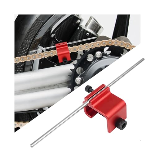 Chain Alignment Tool for Motorcycle, 08-0048 Quick Accurate Motorcycle Chain Adjusting Tools, Aluminum Alloy Sprocket Alignment Tool Universal for ATV Scooter Dirt Bike (Red) - color: Red