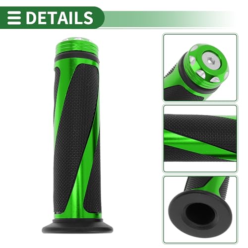 7/8" 22mm 15/16" 24mm Motorcycle Hand Grips Cover Kit Non Slip Aluminum Alloy Rubber Handlebar Grips for Motorcycle Scooter Bicycle ATV Green 1 Set - color: Green