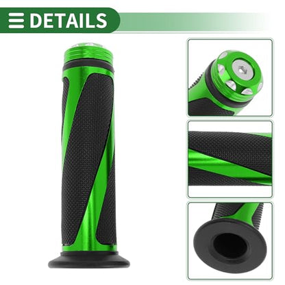 7/8" 22mm 15/16" 24mm Motorcycle Hand Grips Cover Kit Non Slip Aluminum Alloy Rubber Handlebar Grips for Motorcycle Scooter Bicycle ATV Green 1 Set - color: Green