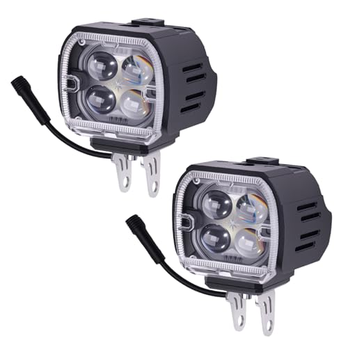 maXpeedingrods LED Motorcycle Auxiliary Driving Lights 120W, 24000LM Motorcycle Fog Lights with High Low Beam & Turn Signal, IP67 Waterproof w/Adjustable Mounts for Night Riding Off-Road UTV ATV, Pair - size: 3in