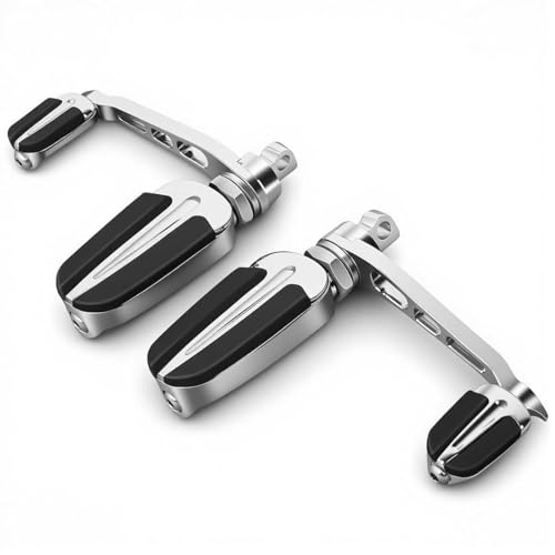 2 Pack Motorcycle Highway Foot Pegs Compatible With Harley Engine Guard 1.25 In Crash Bar Mount, Adjustable Angle Rider Rest Pegs, Non Slip Rubber Inserts, For Touring Long Distance Riding