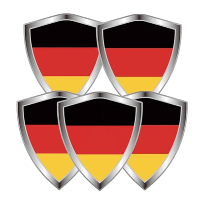 Germany Flag Decal Sticker - German Flags Shield Shape Reflective Vinyl Car Stickers - for Car Window Bumper Laptop Waterproof Sticker (5Pcs) - color: Germany