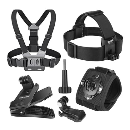 NEEWER Accessory Set Compatible with GoPro Hero Insta360 DJI AKASO Action Camera, Quick Change Head Strap Head Strap Holder, Chest Strap, Backpack Hat Clip Holder & 360° Wrist Strap for GP-75 - style: GP-75 Accessory