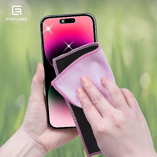 Eco-Fused Microfiber Cleaning Cloths Double-Sided - 5 Pack - 6.6 x 6.2 inch - Microfiber and Suede Cloth for Smartphones, LCD TV, Tablets, Laptop Screens, Camera Lenses (Pink) - color: 5 Pack - 6.6 X 6.2" (Pink)