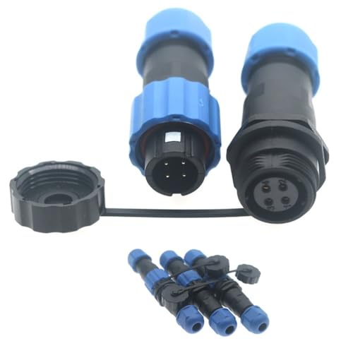 SD13 IP68 1-7 PIN Waterproof Power Connector, High Voltage Circular Industrial Electrical Cable Wire Connector Plug, Rear Nut Panel Socket (3, Inline Male Plug, 4pin) - color: Inline male plug, size: 4pin