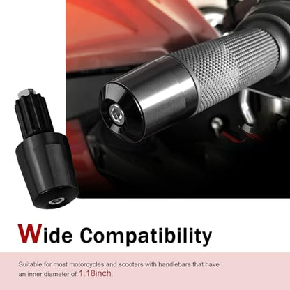 2 PCS Motorcycle Handlebar End Caps, Aluminum Alloy 7/8" 22mm Bar End Plugs, Wear-resistant Handlebar Plugs, Universal for Most Motorcycles, Scooters, Dirt Bikes (Black) - color: Black