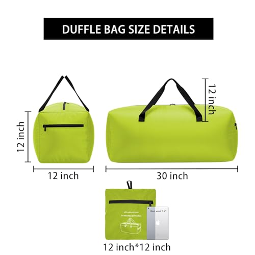 iFARADAY Foldable Duffel Bag 30" / 75L Lightweight with Water Rresistant for Travel-Light Green - color: Light Green-75L