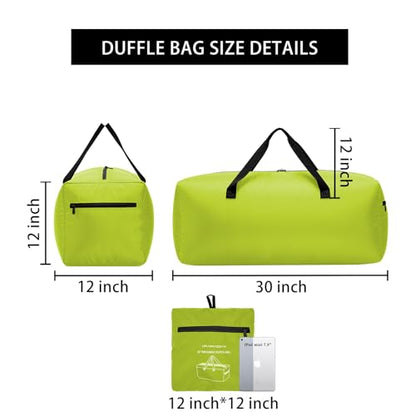 iFARADAY Foldable Duffel Bag 30" / 75L Lightweight with Water Rresistant for Travel-Light Green - color: Light Green-75L