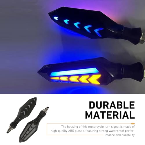 4 PCS Motorcycle Turn Signal Lights, Arrow-shaped Dual-sided Blinker with Sequential Flow, 12V LED Anti-vibration High Brightness Indicator, Modified Accessory for Motorcycle (Blue & Yellow)