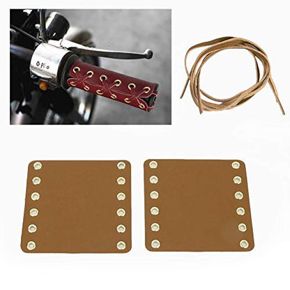 Handlebar Wraps, 2PCS Motorcycle Leather Handlebar Hand Grip Covers with Strap Motorcycle Heated Grip Pads Modification Accessories(Yellow) - color: Yellow