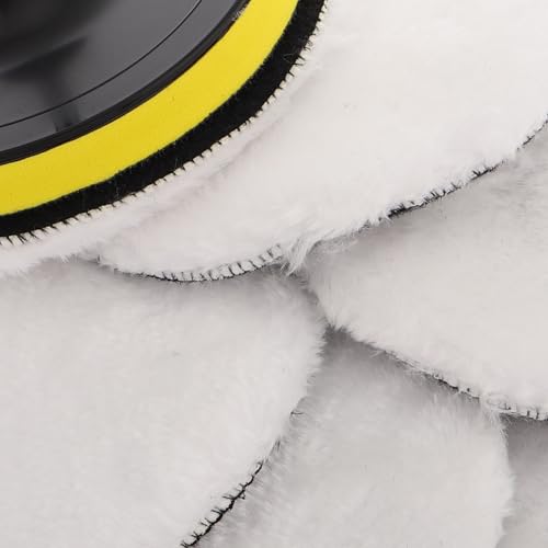 Wool Felt Polishing Pads and Drill Buffer Adapter Attachment with Hook and Loop Design for Car and Motorcycle Fine Polishing and Waxing