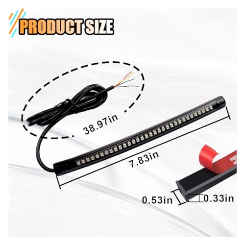 Universal 8" Flexible LED Light Strip Bar with Tail Brake Stop Turn Signals Lights, Waterproof LED License Plate Tail Light Bar for Motorcycle Scooter Quad Cruiser Off Road
