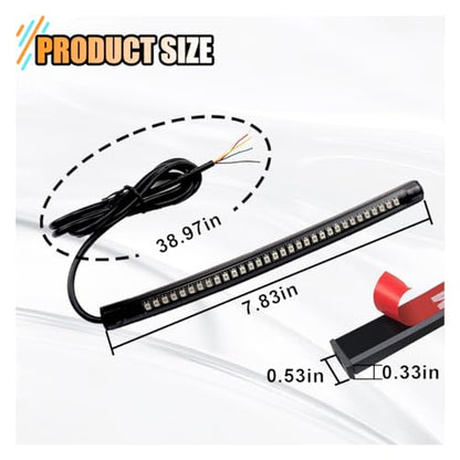 Universal 8" Flexible LED Light Strip Bar with Tail Brake Stop Turn Signals Lights, Waterproof LED License Plate Tail Light Bar for Motorcycle Scooter Quad Cruiser Off Road