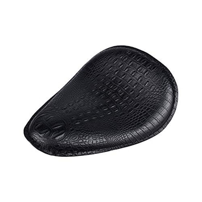 Universal Motorcycle Crocodile Leather Saddle Solo Seat Cushion Spring for Honda/Yamaha/Kawasaki/Suzuki/Bobber/Chopper (Black) - color: Black