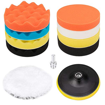6 Inch Buffing and Polishing Pad Kit 11 PCS with Drill Adapter - size: 6Inch-11PCS