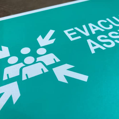 TRADESAFE Evacuation Assembly Point Sign - Emergency Evacuation Sign, Quick Install, Light Reflective, UV-Resistant, Waterproof, 14” X 10” Aluminum Safety Signs for Business - style: Evacuation Assembly Point