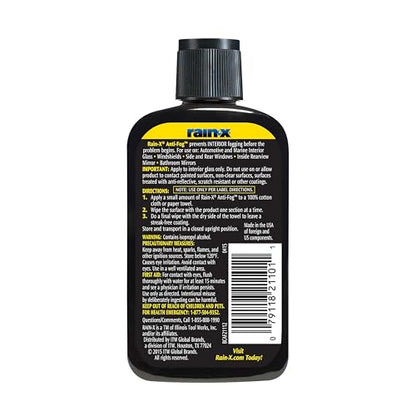 Rain-X AF21106D Glass & Mirrors Anti-Fog Treatment, Prevents Fogging & Steaming on Windshield and Visors, Improves Visibility, Great for Auto & Home - size: 3.5 Fl Oz (Pack of 1), style: Squeeze Bottle