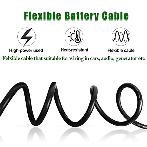2 Gauge Battery Cable Copper Wire, 20FT Red+20FT Black 2 AWG Welding Cable Standard USA OFC Wire for Automotive, Battery, Solar, Marine and Generator - size: 2 Gauge 20FT
