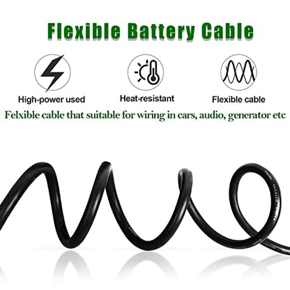 2/0 Gauge Battery Cable Copper Wire, 15FT Red+15FT Black 2/0 AWG Welding Cable Standard USA OFC Wire for Automotive, Battery, Solar, Marine and Generator - size: 2/0 Gauge 15FT