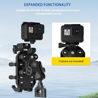 Universal Motorcycle Phone Holder, 8-Claw Heavy Duty Thick Phone Handlebar Mount for Electric Scooter/Bike/ATV, Compatible with iPhone 15/14/13 Pro Max, Samsung Galaxy S23/S22 Ultra, Gopro Camera - color: Handlebar Mount