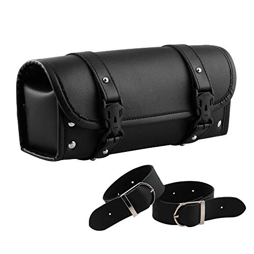 CYSKY Motorcycle Tool Bag, Universal PU Leather Motorcycle Fork Bag, Saddle Roll Bags, Handlebar Bag, Sissy Bar Storage Tool Pouch for Yamaha Honda Sportster Softail Dyna Kawasaki Suzuki Ducati KTM