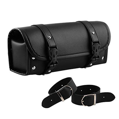 CYSKY Motorcycle Tool Bag, Universal PU Leather Motorcycle Fork Bag, Saddle Roll Bags, Handlebar Bag, Sissy Bar Storage Tool Pouch for Yamaha Honda Sportster Softail Dyna Kawasaki Suzuki Ducati KTM