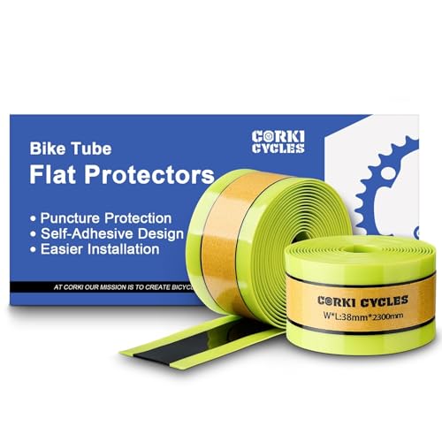 Corki Cycles Bike Tube Flat Protectors and Tire Liners Self Adhesive, Fits Width 1.35-2.4” 12 14 16 18 20 24 26 27.5 29 & 700c Mountain Road Bicycles, 2-Pack - size: 1.50 in Liner for 1.95 - 2.125 in Tire Width
