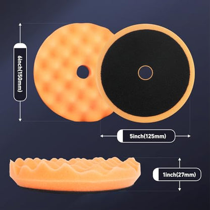 Autolock 5 Inch Buffing Polishing Pads, 7 Pcs 5'' Waffle Foam Buffing Pad, Wool Pad Kit for 5 in Backing Plate, Car Polisher Boat Compounding, Polishing and Waxing - size: 5Inch 7Pcs