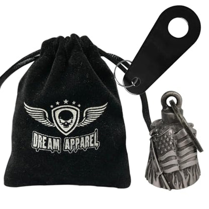 Dream Apparel Motorcycle Bell Guardian Angel Drive Away Gremlin, Biker Bell for Men Women Rider Riding, Good Luck Gift - style: Usa Flag