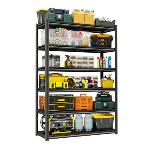 Metal Garage Shelving 6 Tier, Heavy Duty Garage Storage Shelves, Adjustable Steel Shelving Unit, Tall Metal Storage Rack for Garage Warehouse Workshop, Black, 39" W x 18" D x 82" H - size: 6TIER-39"W X 18"D X 82"H