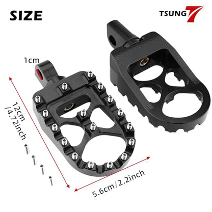 TSUNG Off Road Motorcycle Foot Pegs MX Style Footpegs – Compatible with Dyna, Fatboy, Sportster, Iron 883, CNC Wide 360° Rotating Foot Pedals (Black) - color: Black