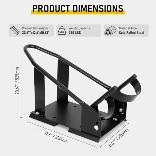 Motorcycle Wheel Chock Stand, Adjustable Front Wheel Chock with 3 Position Steel Cradle, Fits 15-21 in Wheels, 3-6.5 in Tires, Heavy Duty Tire Holder for Garage Trailer Truck