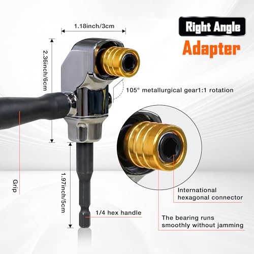 39-Piece Flexible Drill Bit Extension Set with 105° Right Angle Adapter, Metric Sockets, Magnetic Bit Holders, Storage Case