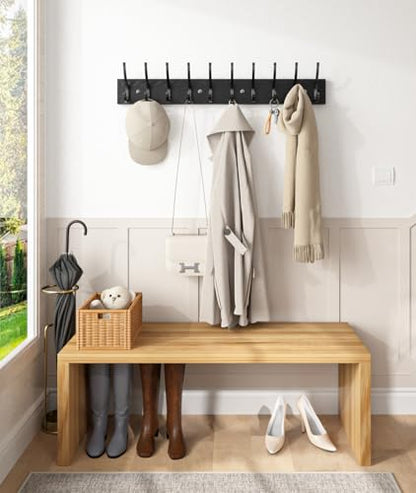 Optish 2 Pack Wooden Coat Rack Wall Mount, 16.1" Rustic Coat Hanger Hooks Wall Mount, Wall Coat Rack for Hat, Clothes, Bags, Jacket - Black - color: Black
