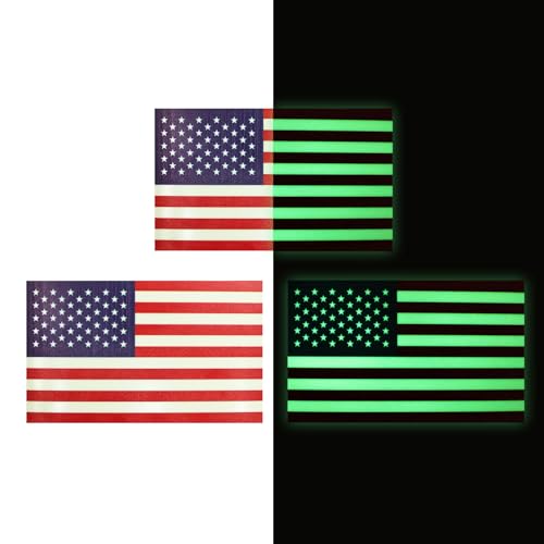 Glow in The Dark American Flag Stickers - 3-Pack, 5x3 Inches - Durable Decals for Vehicles & Personal Items,Car Bumper/Truck/Motorcycle/Helmet/Laptop/Window/Water Bottle/Mail Box
