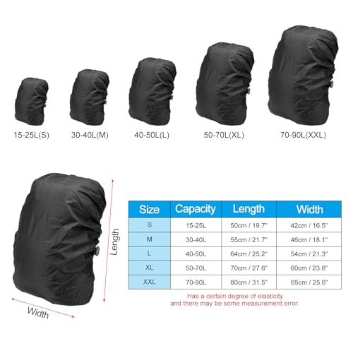 PATIKIL Waterproof Backpack Rain Cover Anti-Slip Cross Buckle Straps & Drawstring Bag for Hiking Camping Traveling - color: Black, size: X-Large