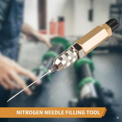 Nitrogen Needle Valve Kit with 4PCS Needle Head Schrader Adapter Shock Absorber Charging Tool Compatible with RZR's Arctic Cat Fox KYB Ohlins Snowmobile UTV Self-Sealing Valve Refill Accessory