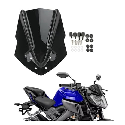 Windshield Spoiler ABS Plastic Motorcycle Windshield WindScreen for MT125 2015 2016 2017 2018 2019 MT-125 - color: Black