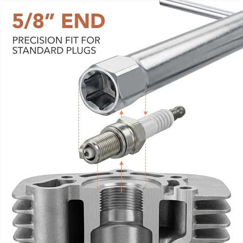 19576S Spark Plug Socket Wrench 8-Inch, 5/8" & 13/16" Dual End Spark Plug Removal Tool, Compatible with Many Small Engine Series, Replacement for 19374S 19374 690966 19576