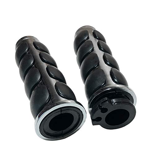 Motorcycle Hand Grips 7/8" (22mm) for Cruisers Choppers Harley Davidson Suzuki Kawasaki Yamaha Honda - color: Chrome-C