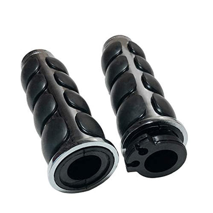 Motorcycle Hand Grips 7/8" (22mm) for Cruisers Choppers Harley Davidson Suzuki Kawasaki Yamaha Honda - color: Chrome-C