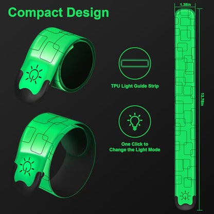 LED Armband Rechargeable for Night Running Walking(2 Pack), High Visibility LED Slap Armband Reflective Running Gear, 6 Colors & 3 Modes Adjustable Light Up Armbands for Men Women Kids