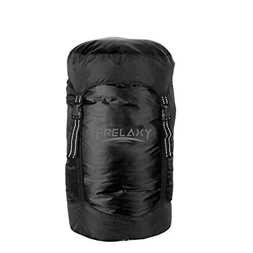 Frelaxy Compression Sack, 40% More Storage! 11L/18L/30L/45L/52L Compression Stuff Sack, Water-Resistant & Ultralight Sleeping Bag Stuff Sack - Space Saving Gear for Camping, Hiking - color: Black, size: Medium