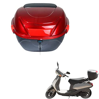 Daily Tail Box Motorcycle Trunk Luggage Top Box for Scooter/Motorcycle/Moped Back Top Case ABS Hard Shell 28L(Red) - color: Red