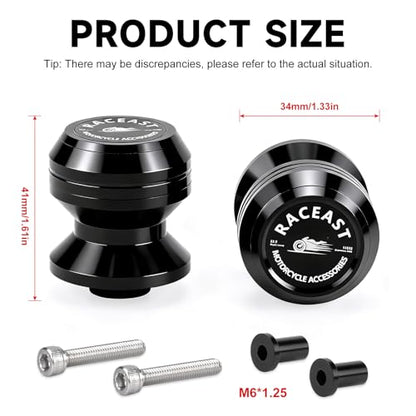 M6 Swing Arm Spool Sliders Universal CNC 6MM Rear Swingarm Sliders Stand Compatible With R7 YZF R1 R3 R6 R6S YZF600R FZ1 FZ6 FZ6R FZ8 FJ09 FZ09 FZ10 MT09 MT10 (Black - M6) - color: Black - M6