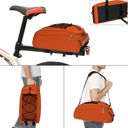 MOSISO Bike Rack Bag, Waterproof Bicycle Trunk Pannier Rear Seat Pouch Cycling Bike Carrier Backseat Storage Luggage Saddle Shoulder Bag - color: Orange