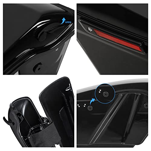 TCT-MOTORPARTS 5 inch Extended Stretched Hard Saddlebags w/Black Latch Fit for 2014-2024 Harley Touring Road King Road Street Electra Glide Ultra-Classic - color: Stretched Vivid Black #1