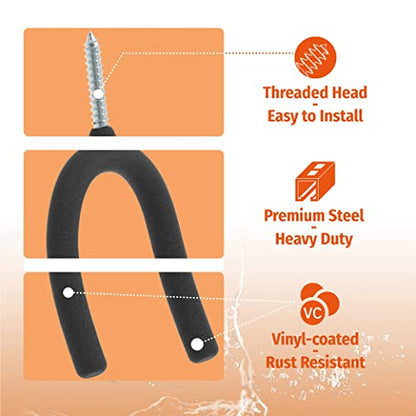 HUHOLE 16 Pack Screw in U Hooks Wall Organizers | Utility Hangers with 20 lb Capacity for Garden Tools, Mops, Brooms, Rakes, Hoses, Extension Cords and Home Items - style: U Hook 16PC
