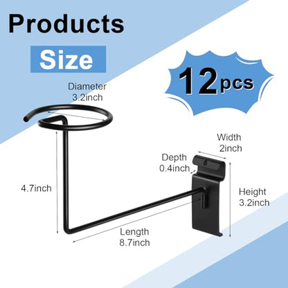 Kigley Metal Gridwall Hooks, 3.2 inch Hat Helmet Rack, Retail Display Shelves Organizer, Wall Fixtures, Accessories for Home Retail Shop(Black,12 Pcs)
